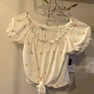 IRIS crop top, size: small, color: white with little fruits :)